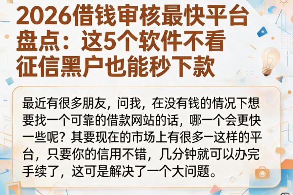 2026借钱审核最快平台盘点:这5个软件不看征信黑户也能秒下款