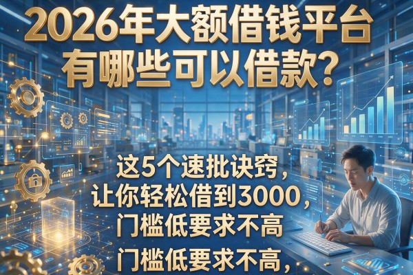 2026年大额借钱平台有哪些可以借款?这5个速批诀窍让你轻松借到3000,门槛低要求不高!