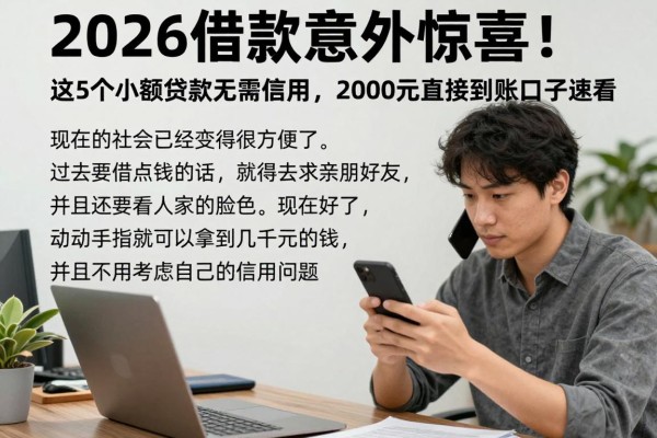 2026借款意外惊喜！这5个小额贷款无需信用，2000元直接到账口子速看