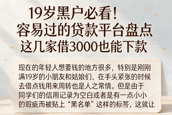 19岁黑户必看!容易过的贷款平台盘点,这几家借3000也能下款