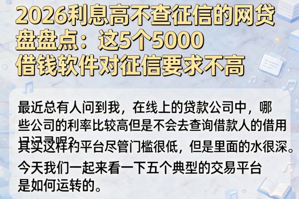 2026利息高不查征信的网贷盘点：这5个5000借钱软件对征信要求不高