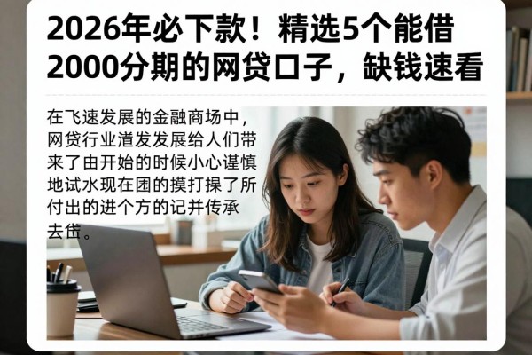 2026年必下款!精选5个能借2000分期的网贷口子,缺钱速看