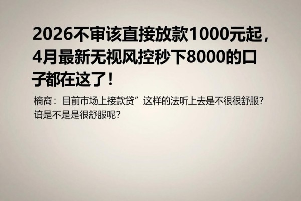2026不审核直接放款1000元起，4月最新无视风控秒下8000的口子都在这了！