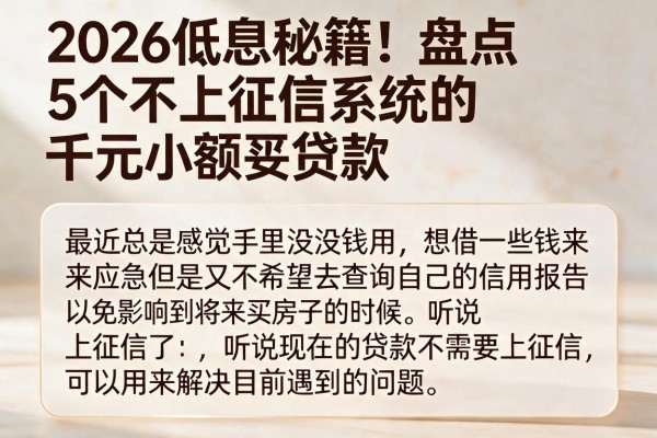 2026低息秘籍!盘点5个不上征信系统的千元小额贷款