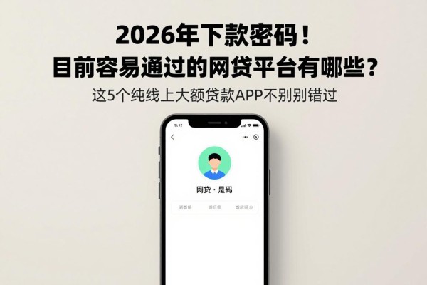 2026年下款密码！目前容易通过的网贷平台有哪些？这5个纯线上大额贷款APP千万别错过