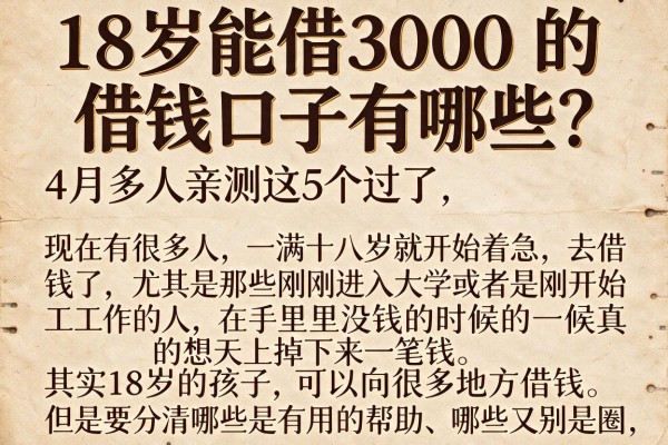 18岁能借3000的借钱口子有哪些?4月多人亲测这5个过了