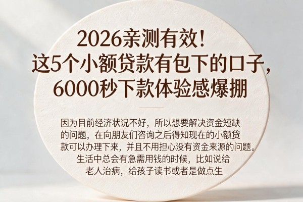2026亲测有效！这5个小额贷款有包下的口子，6000秒下款体验感爆棚