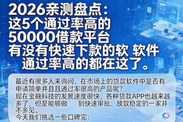 2026亲测盘点：这5个通过率高的50000借款平台，有没有快速下款的软件通过率高的都在这了