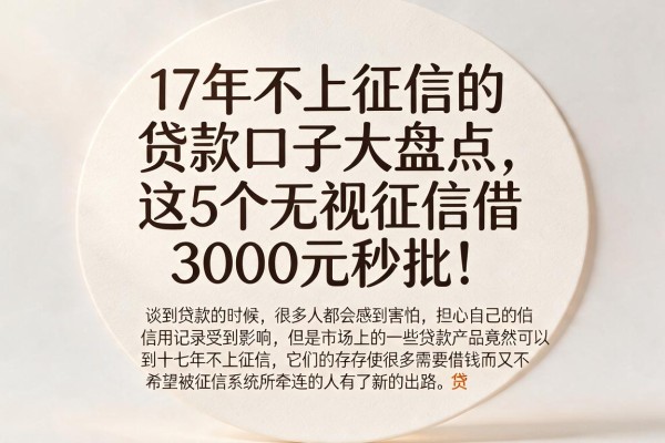 17年不上征信的贷款口子大盘点,这5个无视征信借3000元秒批!