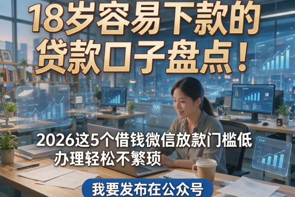 18岁容易下款的贷款口子盘点!2026这5个借钱微信放款门槛低、办理轻松不繁琐