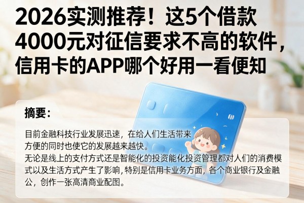2026实测推荐!这5个借款4000元对征信要求不高的软件,信用卡的APP哪个好用一看便知