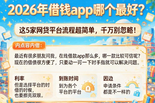 2026年借钱app哪个最好？这5家网贷平台流程超简单，千万别忽略！