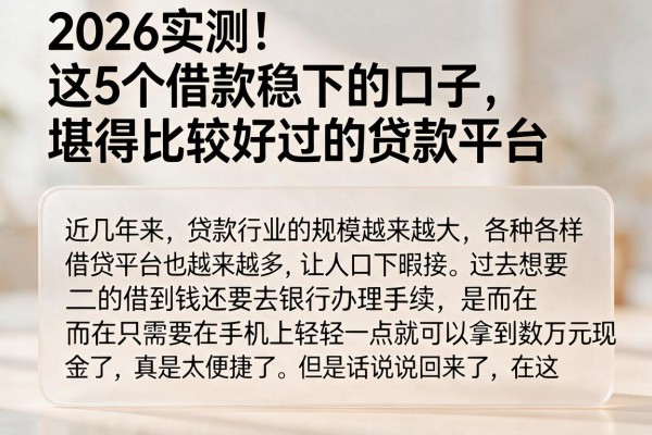 2026实测!这5个借款稳下的口子,堪称比较好过的贷款平台