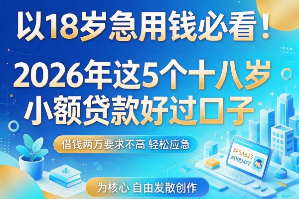 18岁急用钱必看！2026年这5个十八岁小额贷款好过口子，借钱两万要求不高轻松应急