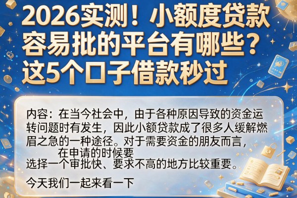 2026实测！小额度贷款容易批的平台有哪些？这5个口子借款秒过