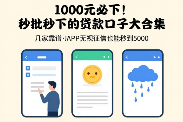 1000元必下！秒批秒下的贷款口子大合集，这几家靠谱借款APP无视征信也能秒到5000