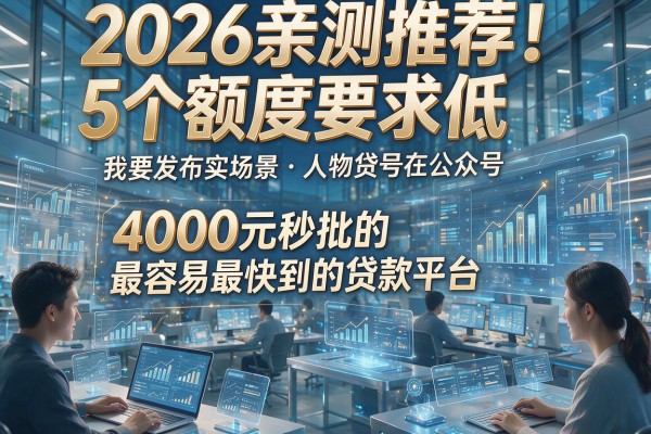 2026亲测推荐！5个额度要求低、4000元秒批的最容易最快到的贷款平台