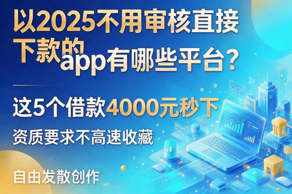 2025不用审核直接下款的app有哪些平台？这5个借款4000元秒下、资质要求不高速收藏防丢