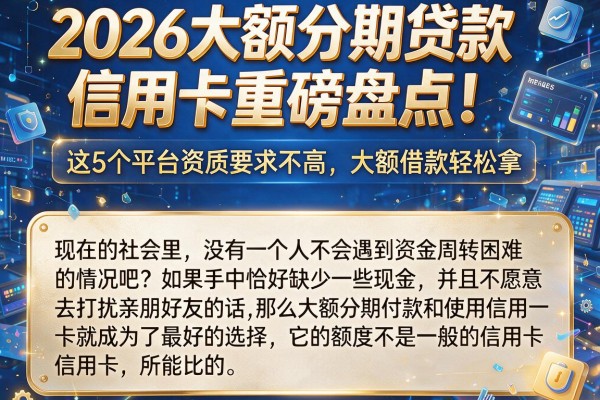 2026大额分期贷款信用卡重磅盘点!这5个平台资质要求不高,大额借款轻松拿