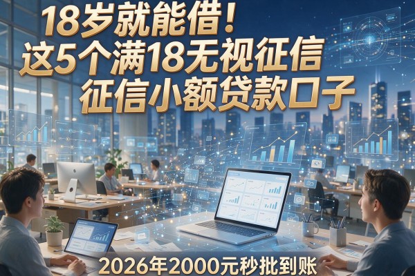 18岁就能借!这5个满18无视征信小额贷款口子,2026年2000元秒批到账