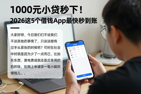 1000元小贷秒下！2026这5个借钱APP最快秒到账