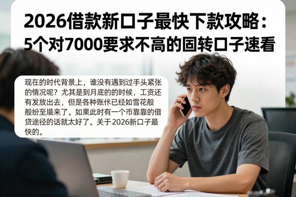 2026借款新口子最快下款攻略:5个对7000要求不高的周转口子速看