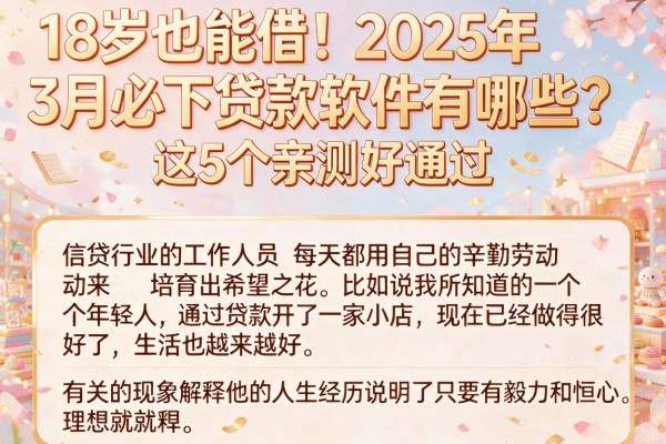 18岁也能借!2025年3月必下贷款软件有哪些?这5个亲测好通过
