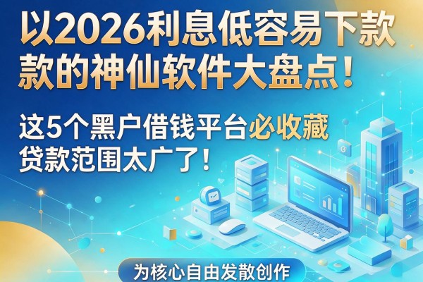 2026利息低容易下款的神仙软件大盘点!这5个黑户借钱平台必收藏,贷款范围太广了!