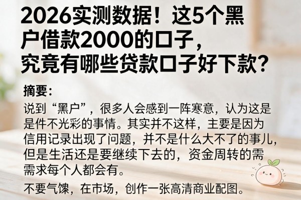 2026实测数据!这5个黑户借款2000的口子,究竟有哪些贷款口子好下款?