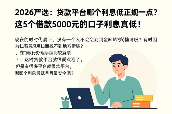 2026严选：贷款平台哪个利息低正规一点？这5个借款5000元的口子利息真低！