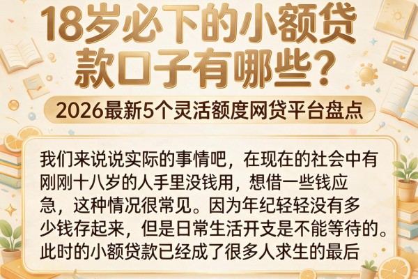 18岁必下的小额贷款口子有哪些？2026最新5个灵活额度网贷平台盘点
