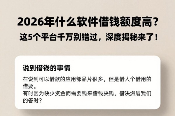 2026年什么软件借钱额度高?这5个平台千万别错过,深度揭秘来了!