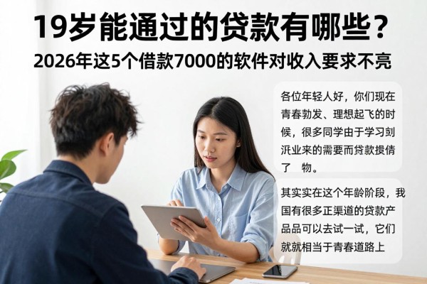 19岁能通过的贷款有哪些？2026年这5个借款7000的软件对收入要求不高