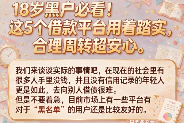18岁黑户必看！这5个借款平台用着踏实，合理周转超安心