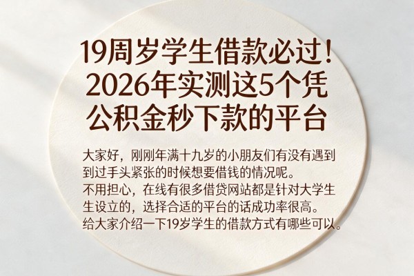 19周岁学生借款必过！2026年实测这5个凭公积金秒下款的平台
