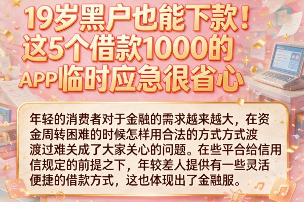 19岁黑户也能下款!这5个借款1000的APP临时应急很省心