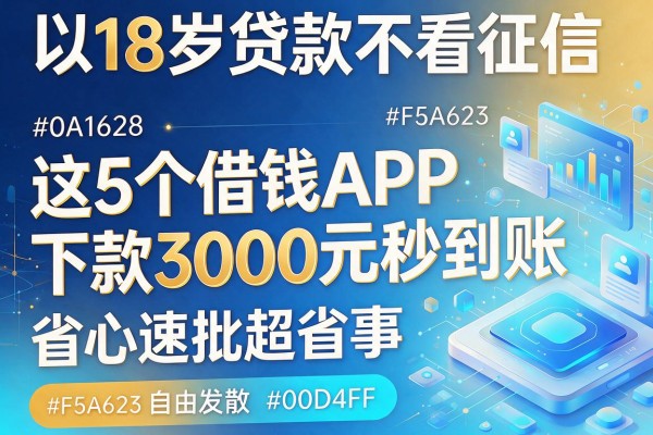 18岁贷款不看征信，这5个借钱APP下款3000元秒到账，省心速批超省事