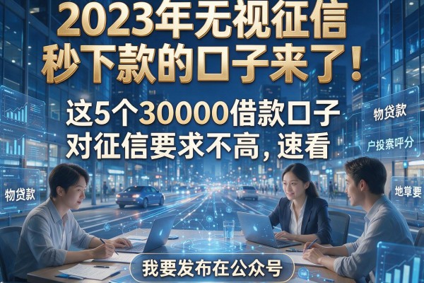 2023年无视征信秒下款的口子来了!这5个30000借款口子对征信要求不高,速看!
