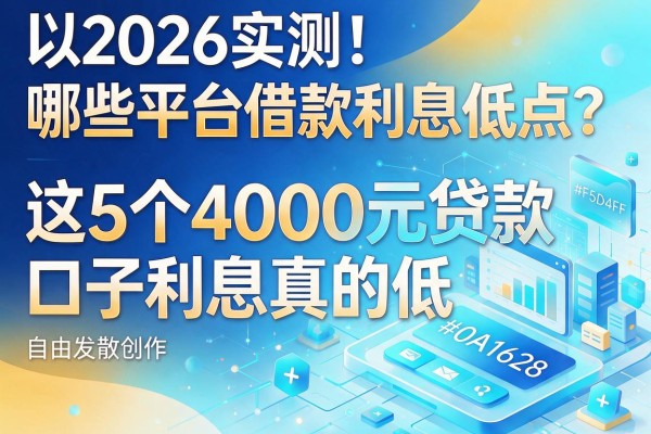 2026实测！哪些平台借款利息低点？这5个4000元贷款口子利息真的低