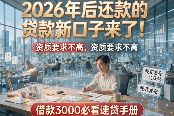 2026年后还款的贷款新口子来了!资质要求不高,借款3000必看速贷手册