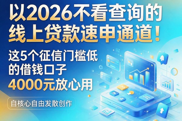 2026不看查询的线上贷款速申通道!这5个征信门槛低的借钱口子,4000元放心用