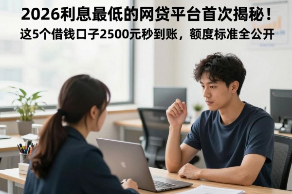 2026利息最低的网贷平台首次揭秘！这5个借钱口子2500元秒到账，额度标准全公开