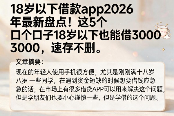 18岁以下借款app2026年最新盘点！这5个口子18岁以下也能借3000，速存不删