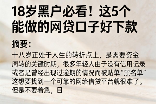 18岁黑户必看!这5个能做的网贷口子好下款