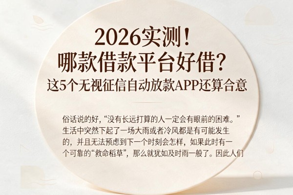 2026实测!哪款借款平台好借?这5个无视征信自动放款APP还算合意