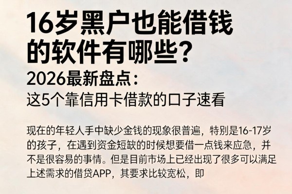 16岁黑户也能借钱的软件有哪些?2026最新盘点:这5个靠信用卡借款的口子速看