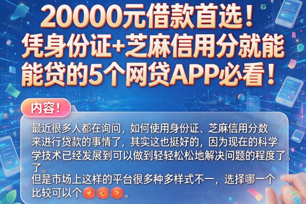 20000元借款首选！凭身份证+芝麻信用分就能贷的5个网贷APP必看