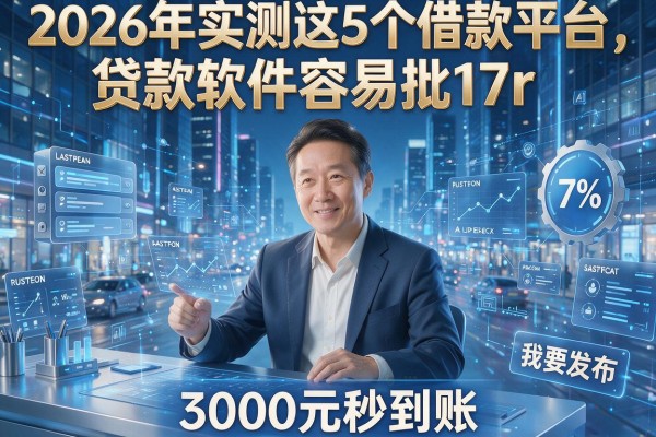 2026年实测这5个借款平台,贷款软件容易批17r,3000元秒到账!