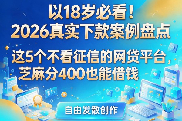 18岁必看!2026真实下款案例盘点:这5个不看征信的网贷平台,芝麻分400也能借钱