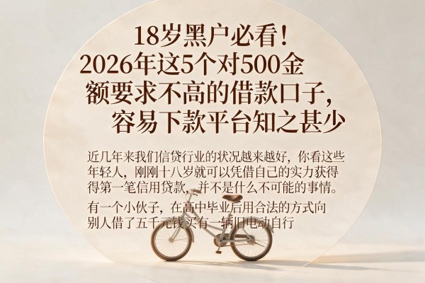 18岁黑户必看!2026年这5个对500金额要求不高的借款口子,容易下款平台知之甚少